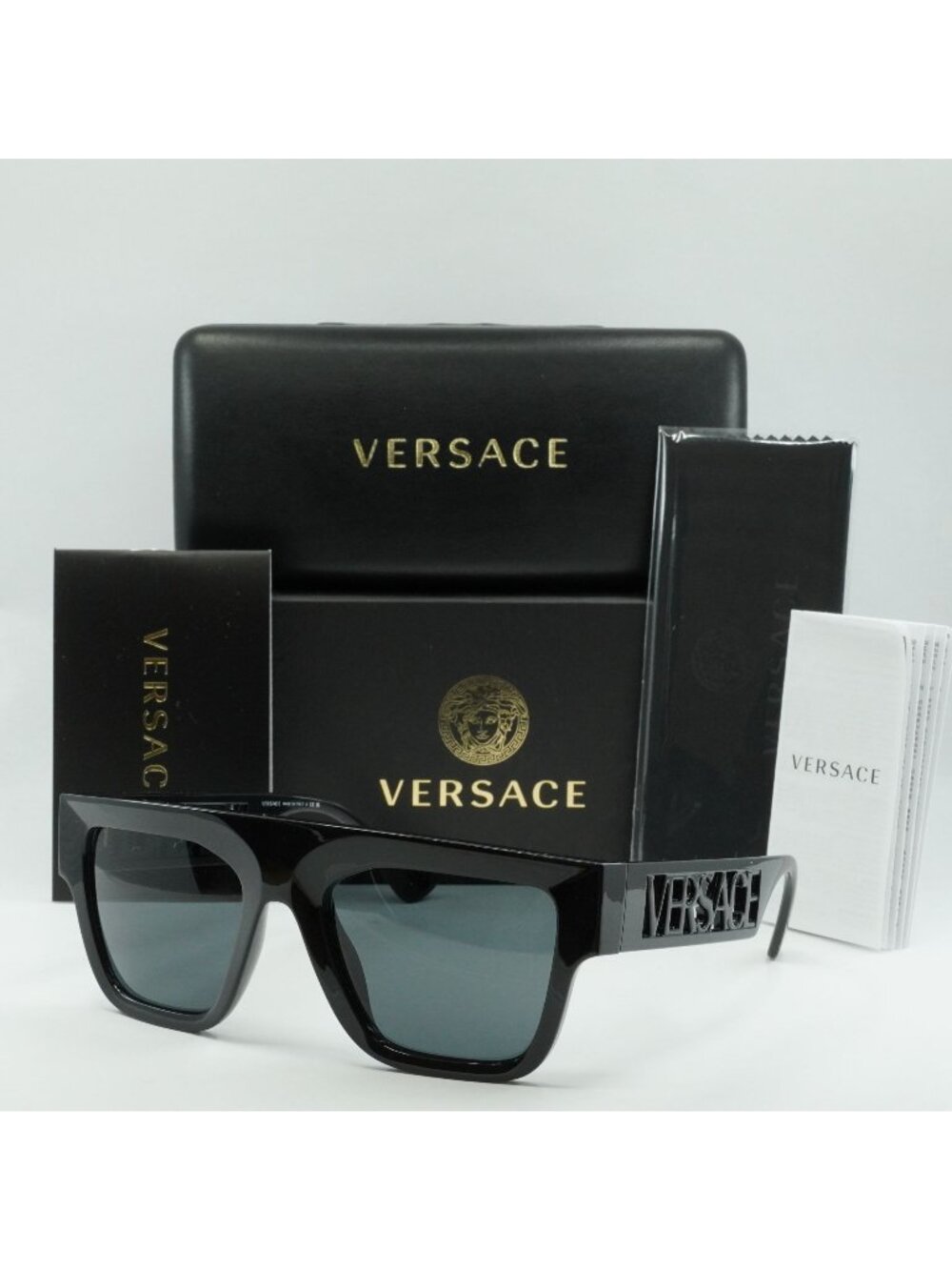Versace VE4430U GB1/87 Square Sunglasses – Black/Dark Grey